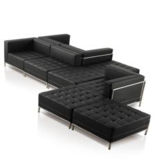 Modular shape waiting sofa in black color