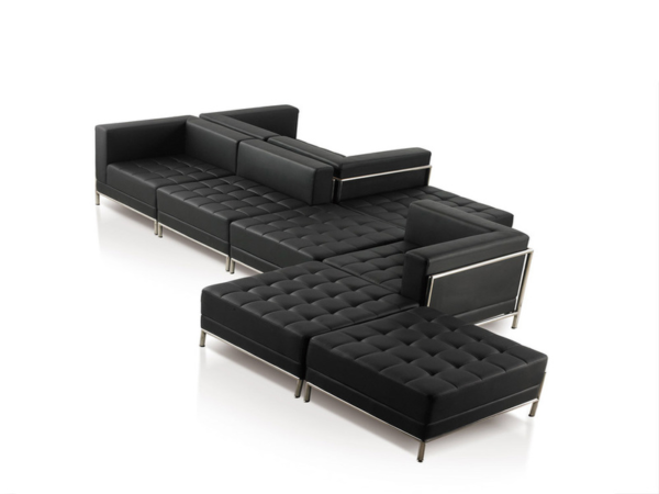Modular shape waiting sofa in black color