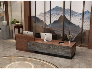 luxury wooden front desk for reception area