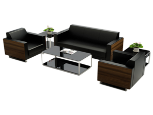 modern popular wooden and leather made waiting sofa set