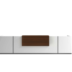 coffee and white color combination minimal design reception desk