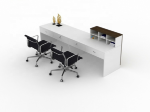 elegant office reception desk with drawers for lobby area