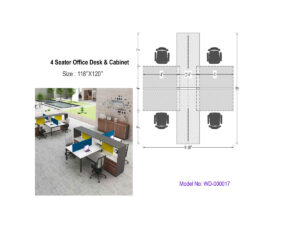 4 Seater Office Desk & Cabinet