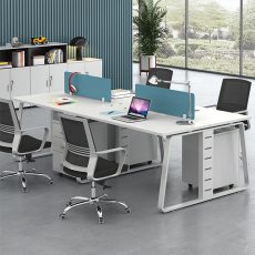 4 Seater Workstation Desk Linear Series White