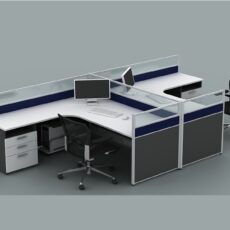 L shape cubicle desk in large dimension for 2 person