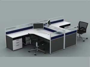L shape cubicle desk in large dimension for 2 person