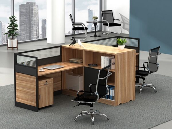Office Workstation Desk With File Cabinet in Oak Color