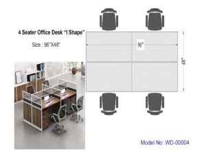 4 Seater Office Desk “I Shape”