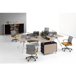 glass partition modern open style workstation desk for 4 person