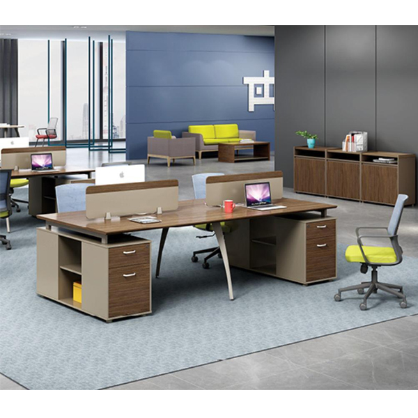 modern office workstation with cabinets for 4 person
