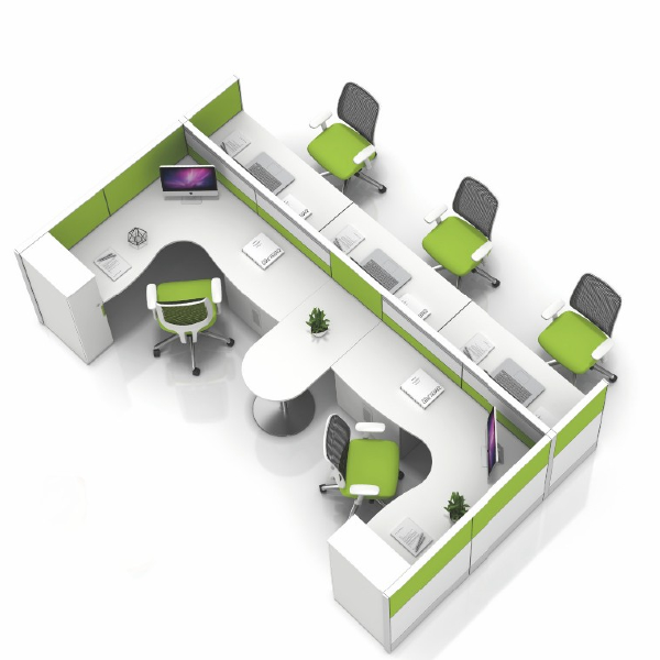 manager desk with executive in white and green color