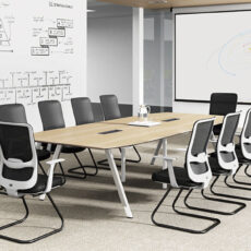 contemporary high end conference table for with power outlet and metal leg for corporate meeting and board meeting