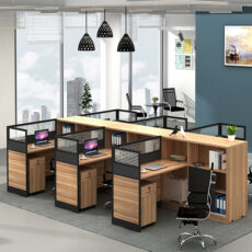 office workstation with cabinet and storage box for 6 person
