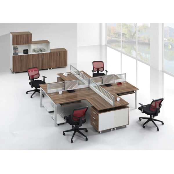 high quality L shape office workstation with drawers and movable CPU tray