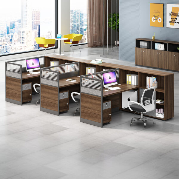 L shape 3 seater office desk with cabinets