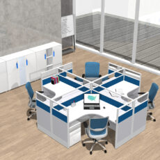 4 Person Cubicle Desk with drawer cabinet