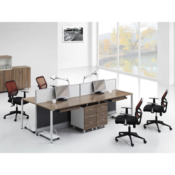 I shape simple office workstation desk in harvest and white color