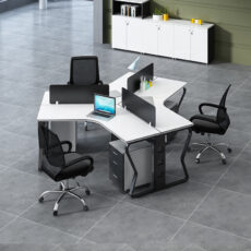butterfly series office workstation desk with mobile cabinets in black and and piano white color