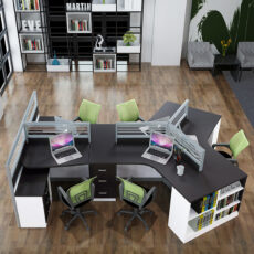 office workstation desk with cabinets and drawers for 5 person