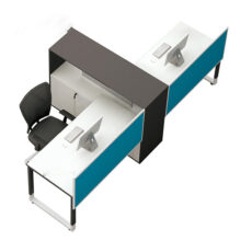 office workstation desk for 2 person with cabinet in the middle as partition