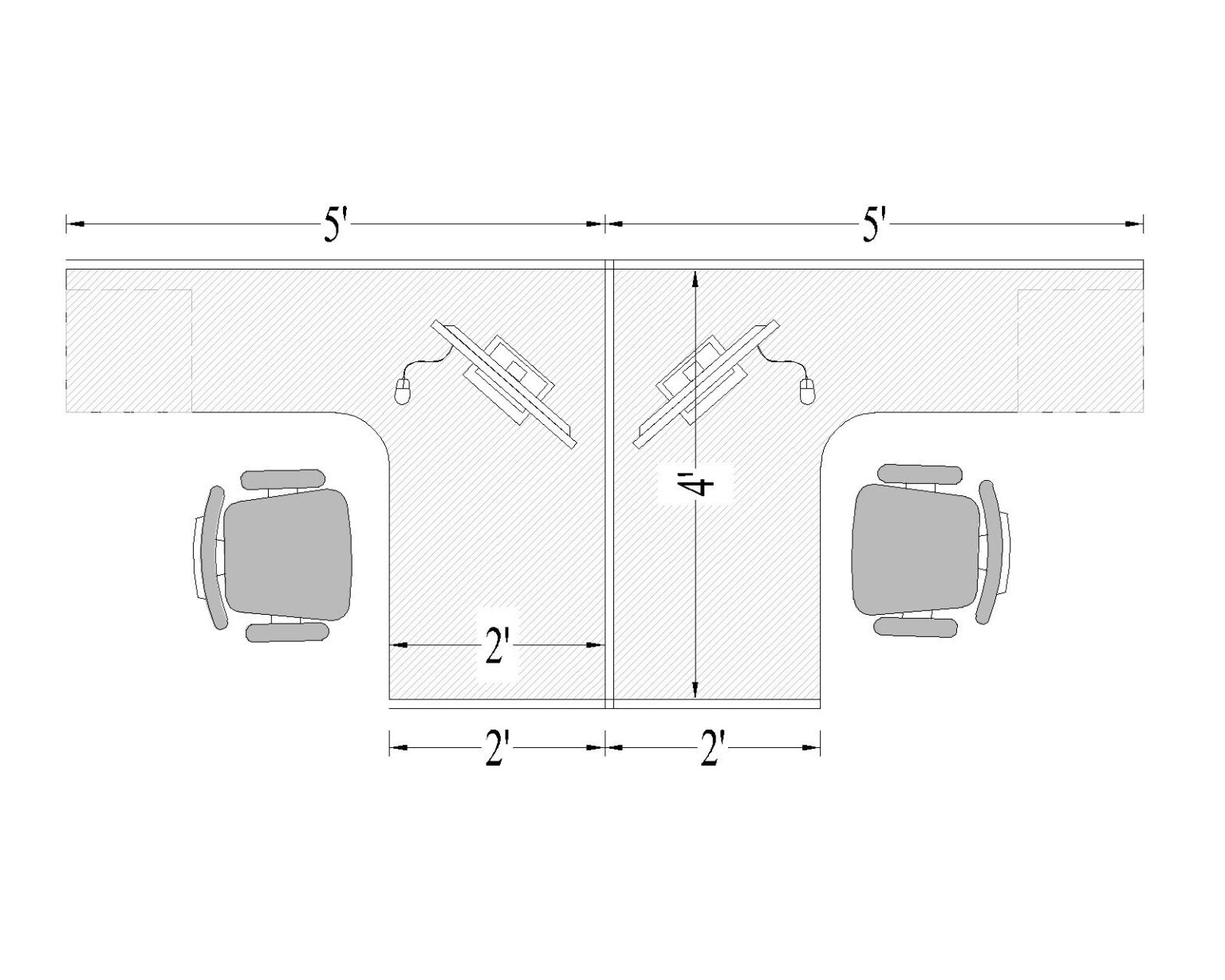 Customized modern 2 Person Executive Desk for workstation