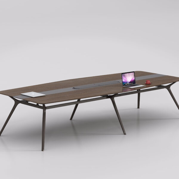 modern conference table with metal frame feet