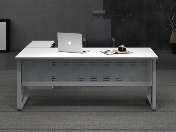 white color wood and metal frame office desk for manager