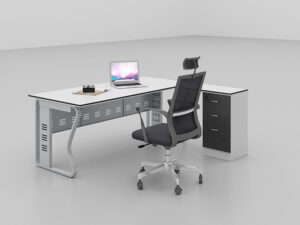 L shape office desk design with three drawers for manager