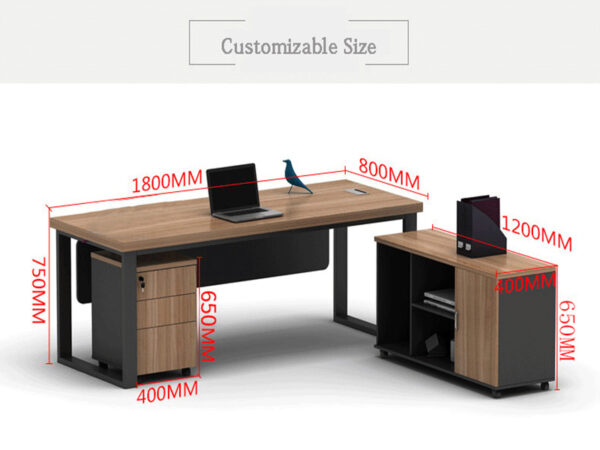 simple design office desk with side cabinet and drawers dimension for manager
