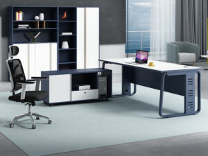 L shape executive office table with cabinet for manager
