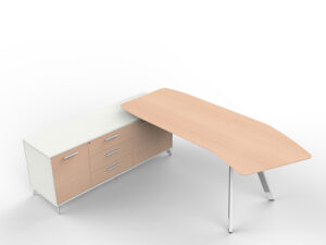 Curved Top Modern Office Desk with Side Table for Director
