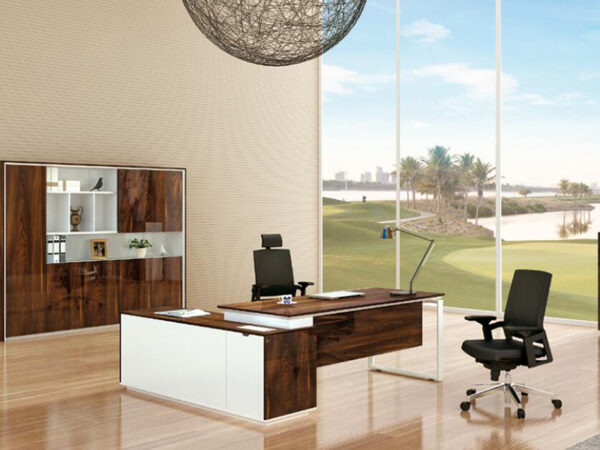 Modern office desk with side table for director