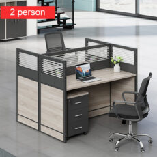 2 seater face to face office workstation with aluminium section with mobile cabinet