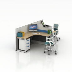 office workstation desk with aluminium section for 2 person with mobile cabinet