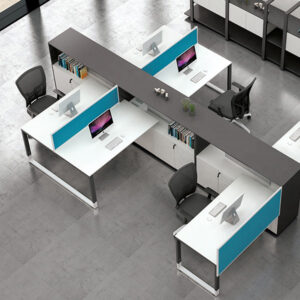 6 seater office workstation desk with drawers and cabinets in white color