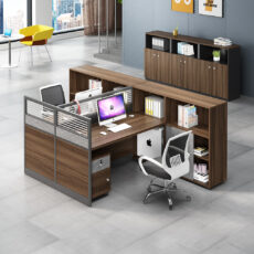 L shape 2 seater office workstation with side open cabinet and drawer