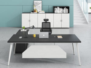 Elegant executive office table in black and white color for manager