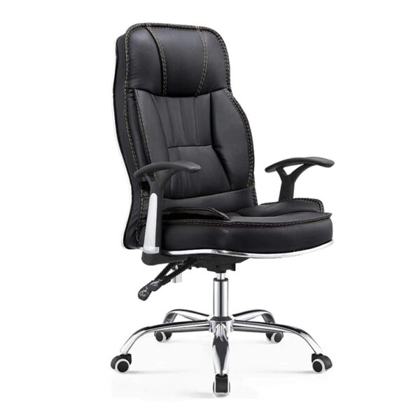 high back leather revolving office chair with adjustable arm rest