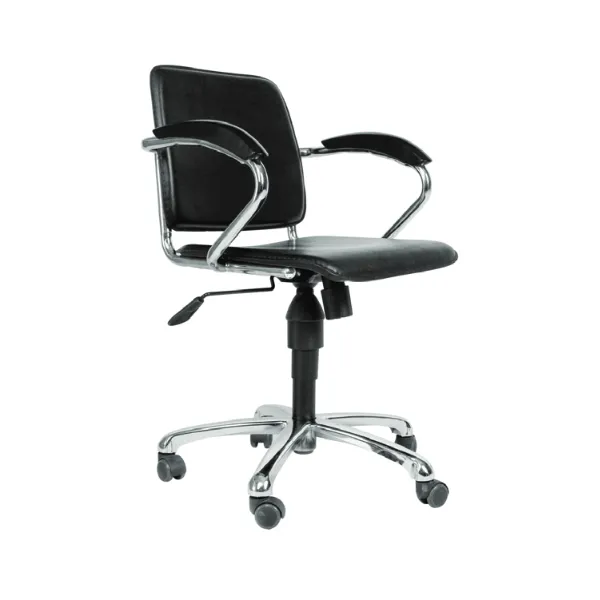 low back revolving office chair made with PU leather