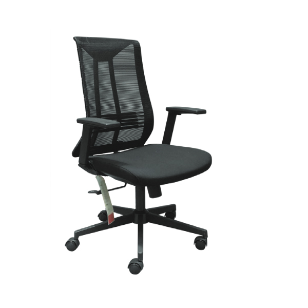 height adjustable revolving mesh chair with back support and adjustable hand rest