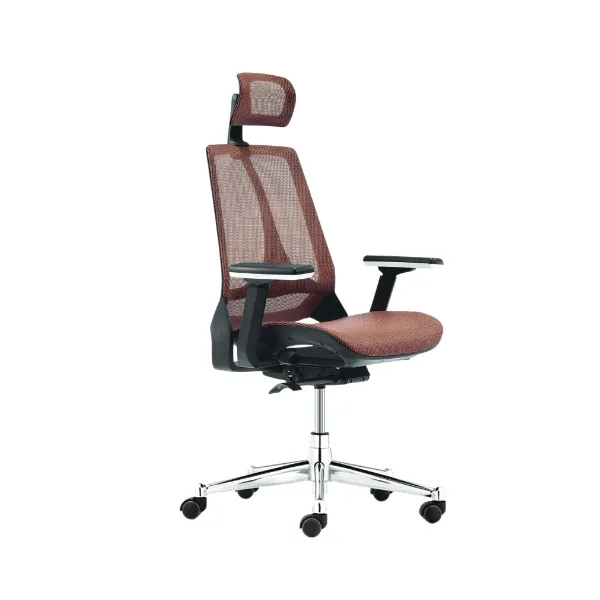 high end revolving mesh chair with lumber support, adjustable hand rest and adjustable head rest