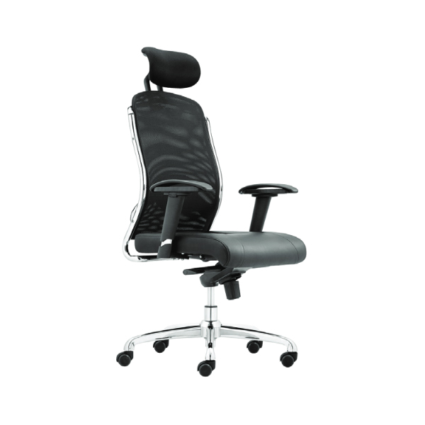 high back ergonomic office chair with adjustable head rest and adjustable hand rest