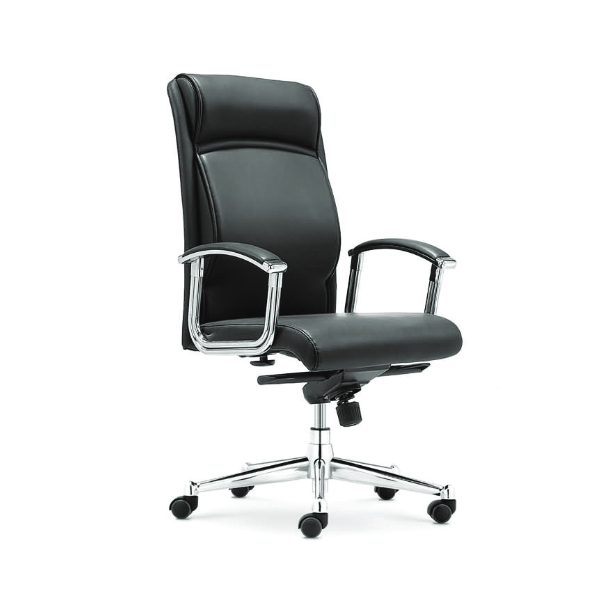 lumber support revolving office chair with PU leather and metal frame