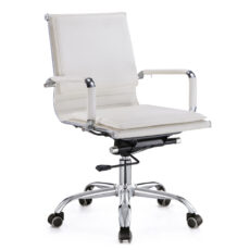 mid back revolving office chair in white color