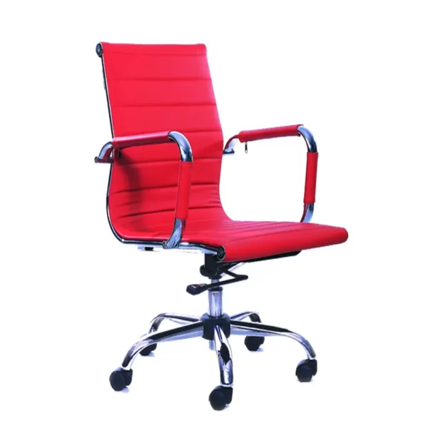 ribbed stitching stylish and comfortable revolving office chair in red