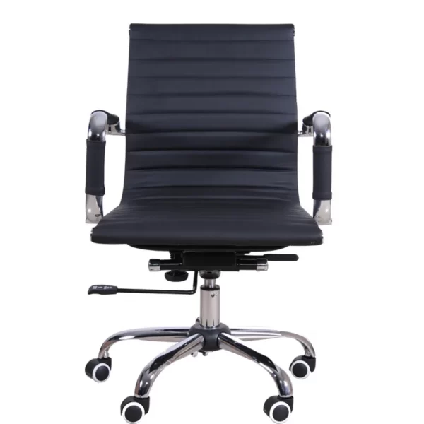 ribbed stitching stylish and comfortable revolving office chair in black color