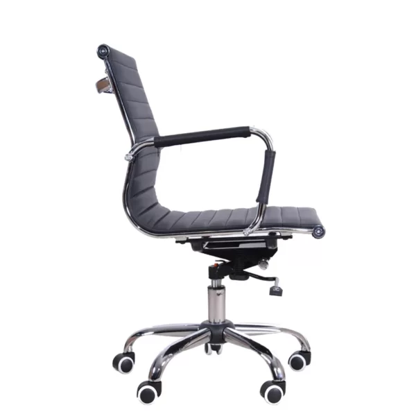 curved back revolving office chair in black color