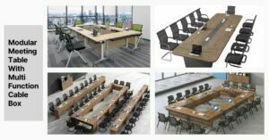 Modular Meeting Table with power multi function cable box