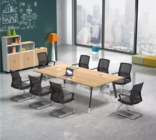 modern design small conference table in natural oak white color for 8 person