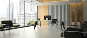 Interior of the modern office with glass table 3D rendering 6
